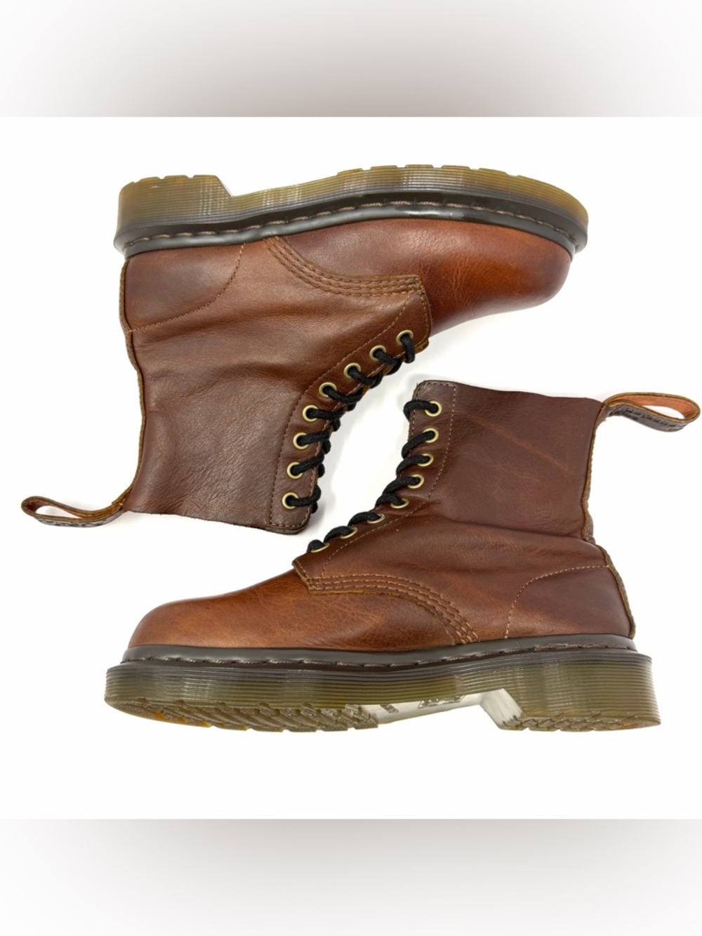 Dr Doc Martens Women’s 1460 Pascal Lace Combat Boot Sz 6 Tan Harvest Leather EUC - Picture 3 of 9